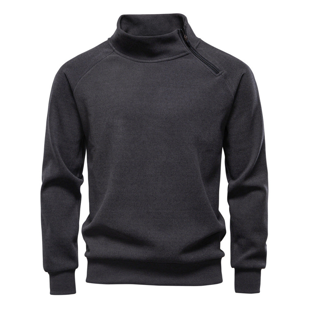 Herrer med ståkravepullover med asymmetrisk skulderlynlås og raglanærmer Skovae