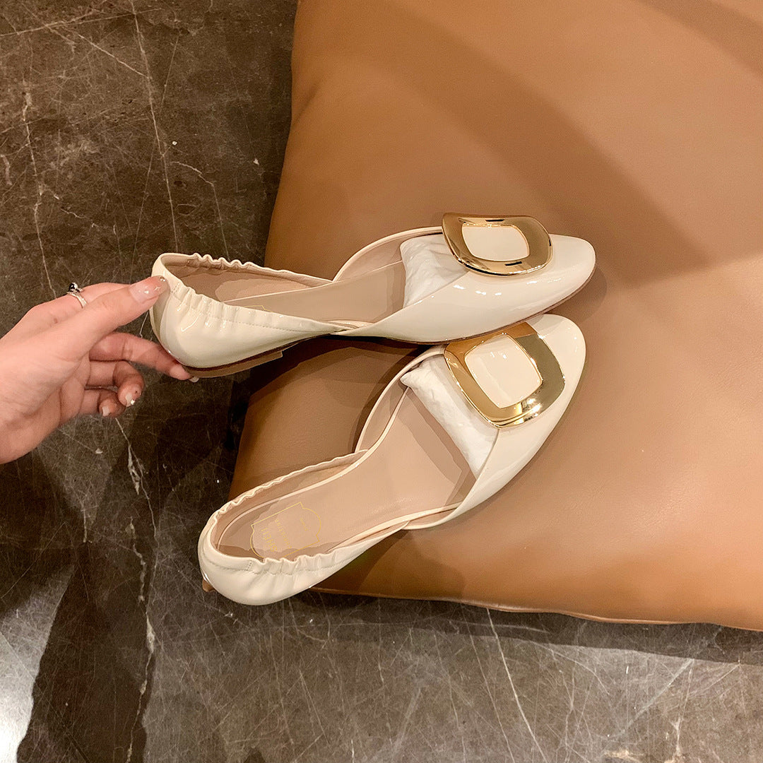 Dame Elegant Spidsne Negle Ballerina Flade Sko med Dekorativ Spændedetalje Stilla