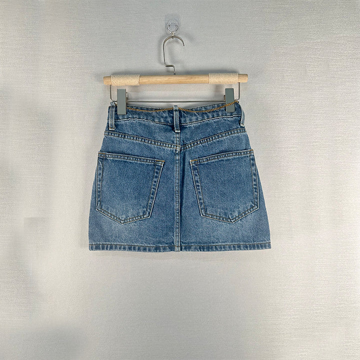 Dame jeansskørt i autentisk vintage-stil med høj talje Stilla