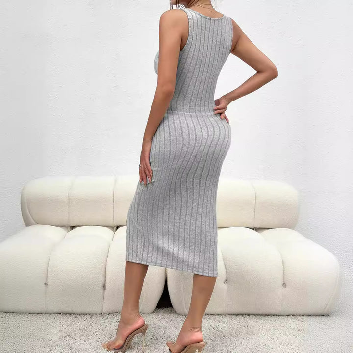 Dame Figurtilpasset Spaghetti Kjole med Sidelukning Stilla