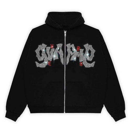 Kvindernes hoodie med elegant glimmerdesign og fuld længde lynlås Skovae