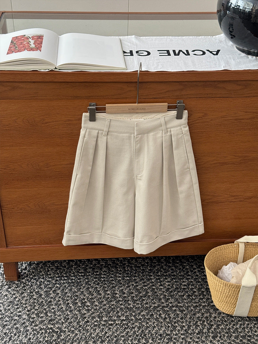 Dame elegante shorts med lavtalje og folder Stilla