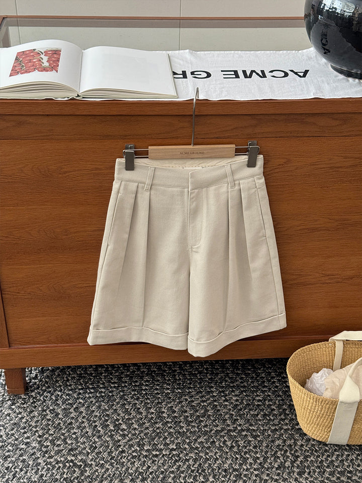 Dame elegante shorts med lavtalje og folder Stilla