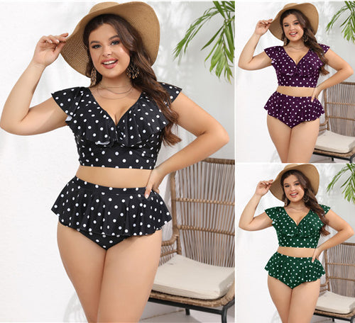Dame Polka-Dot Badedragt med flatterende Ruffle Skirt Skovae