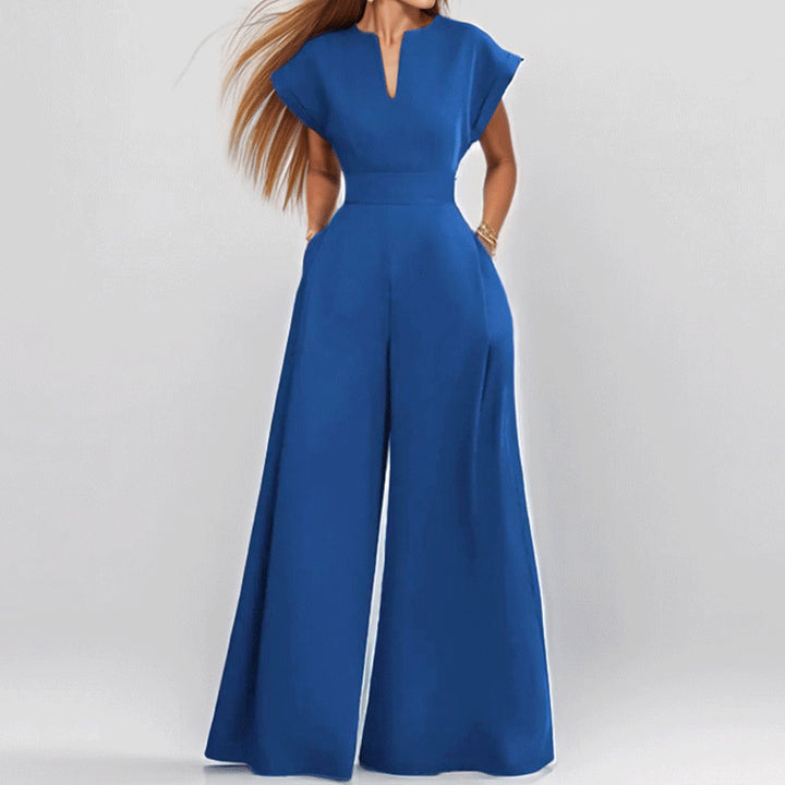 Dame jumpsuit med elegant V-udskæring og bredt ben Stilla