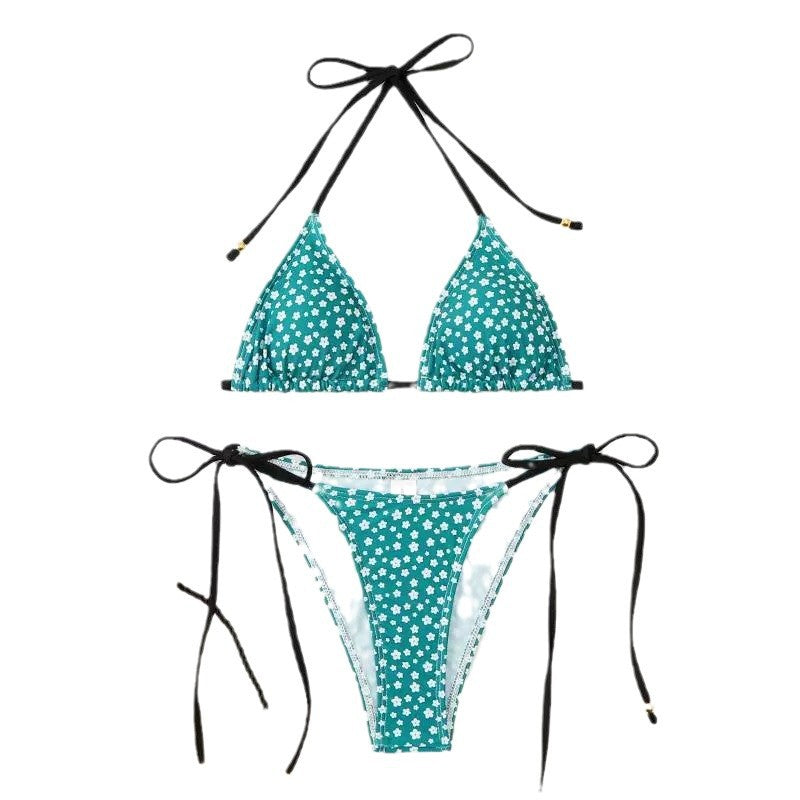 Dame blomster mønster trekant bikini sæt Stilla 1750838622