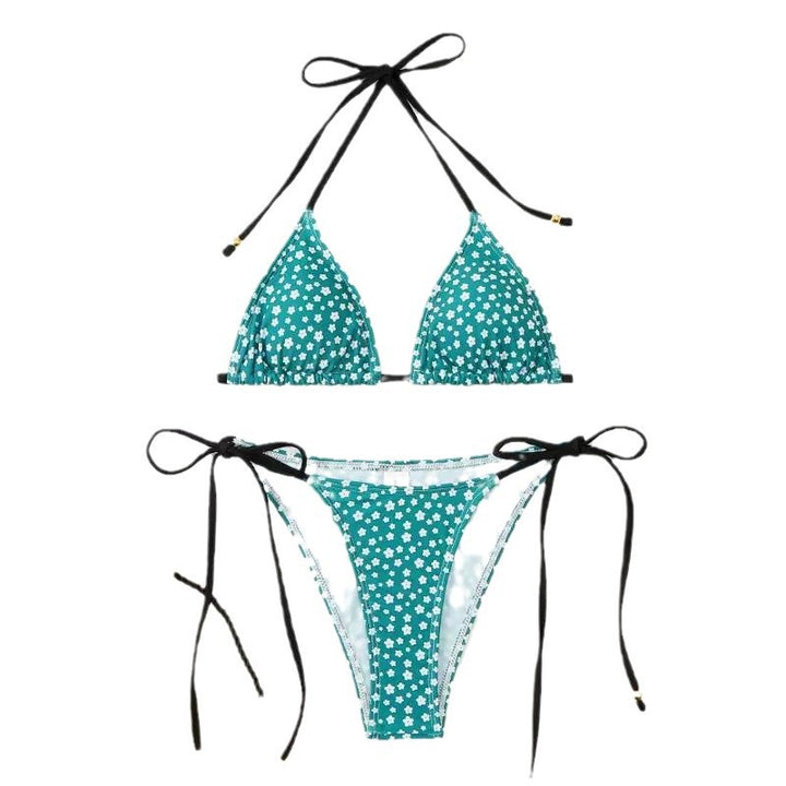 Dame blomster mønster trekant bikini sæt Stilla 1750838622