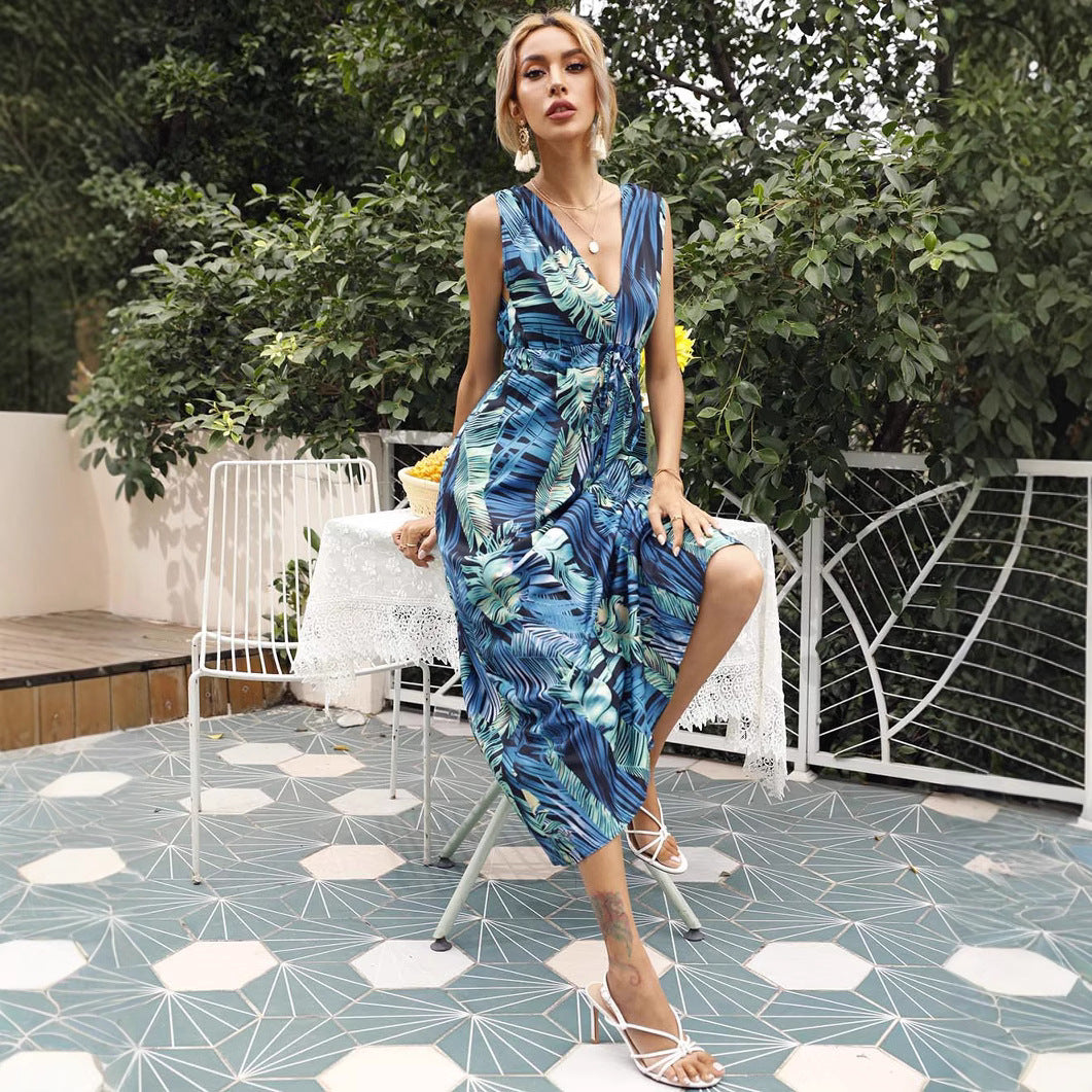 Dame Maxikjole med floralt design Stilla