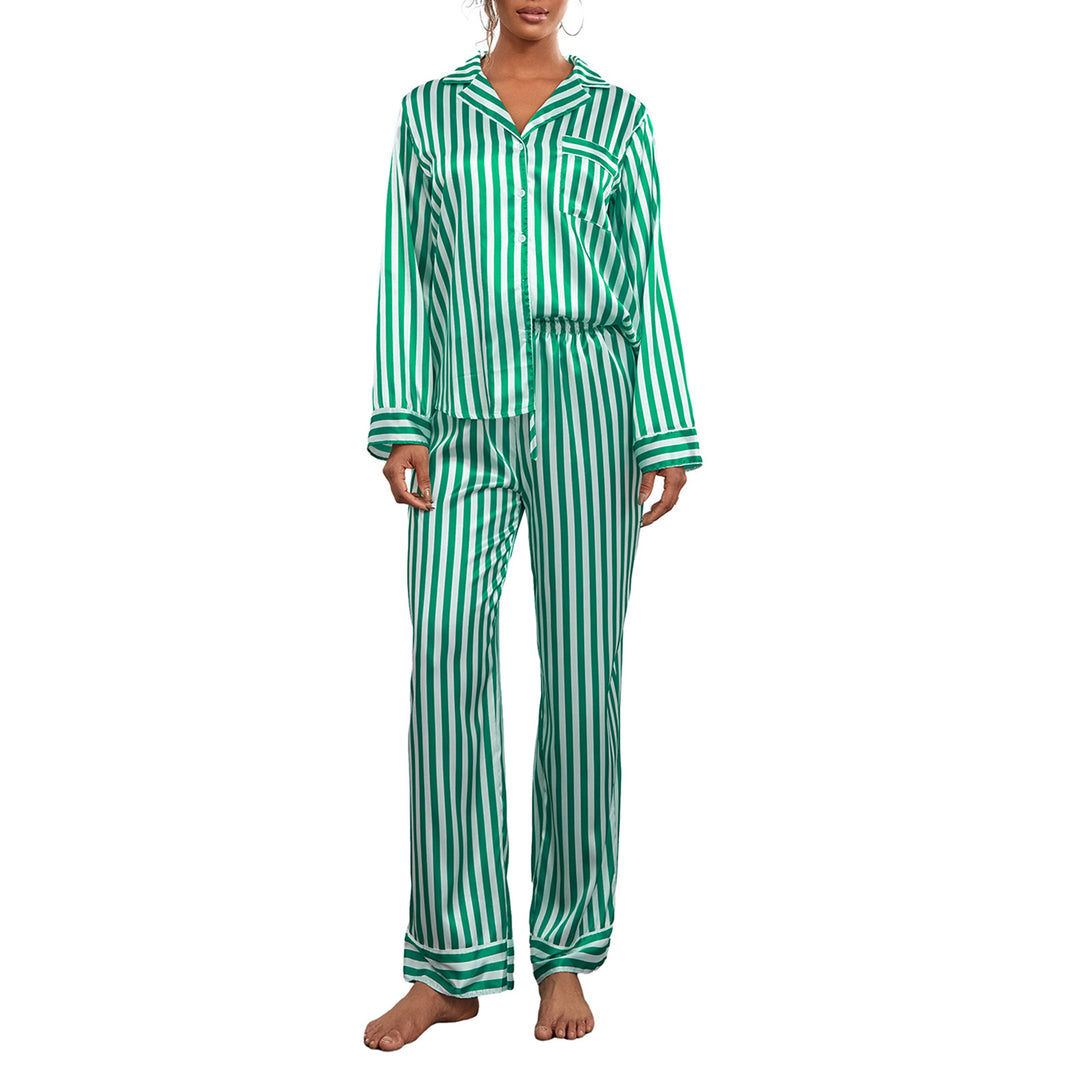 Dame Stribet Pyjamas Sæt Skovae