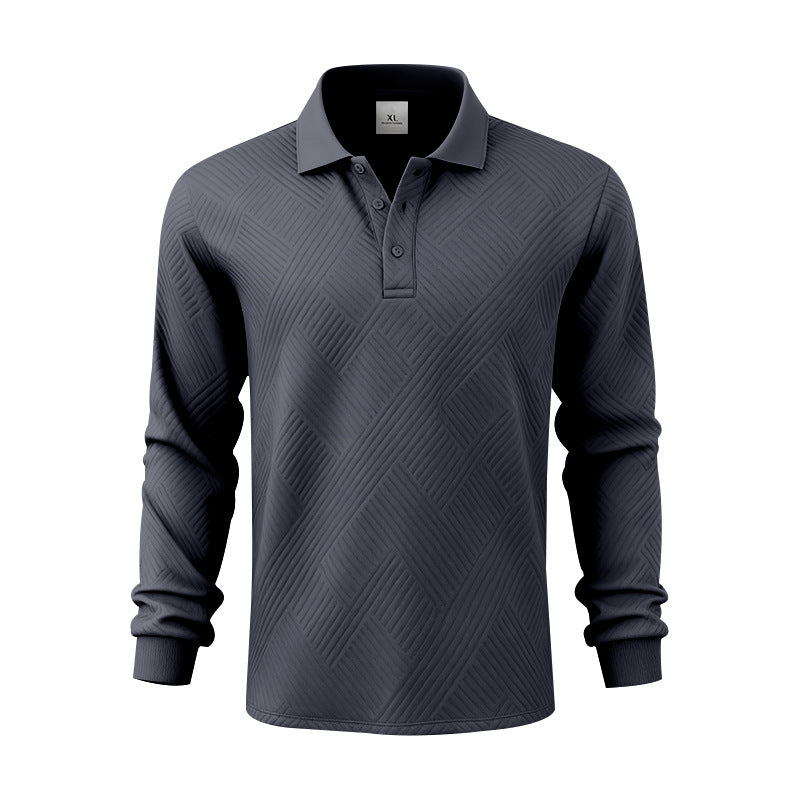 Herrer nan langærmet Poloshirt i struktureret Jacquardstrik Skovae
