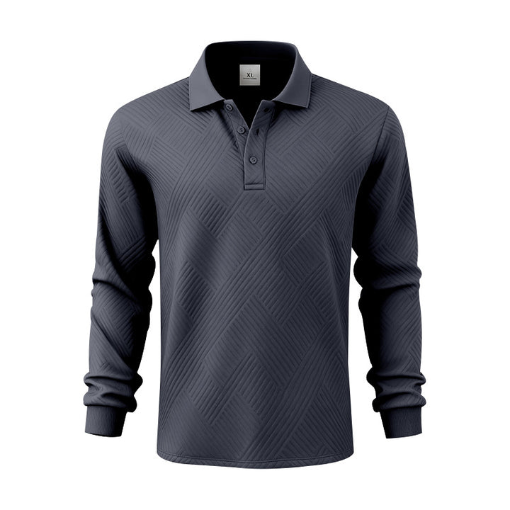 Herrer nan langærmet Poloshirt i struktureret Jacquardstrik Skovae