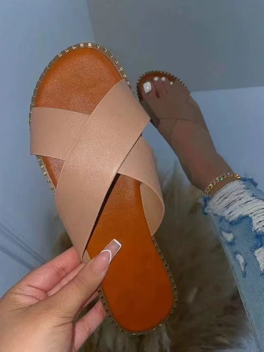 Dame Slide-sandaler med moderne X-rem-design og behagelig fodseng Stilla