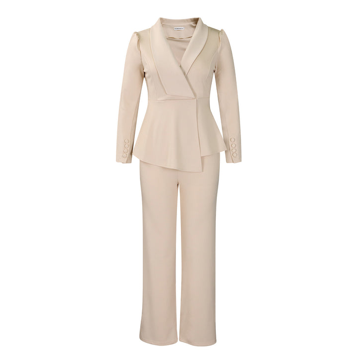 Dame elegant to-delt blazer sæt med vide ben Stilla