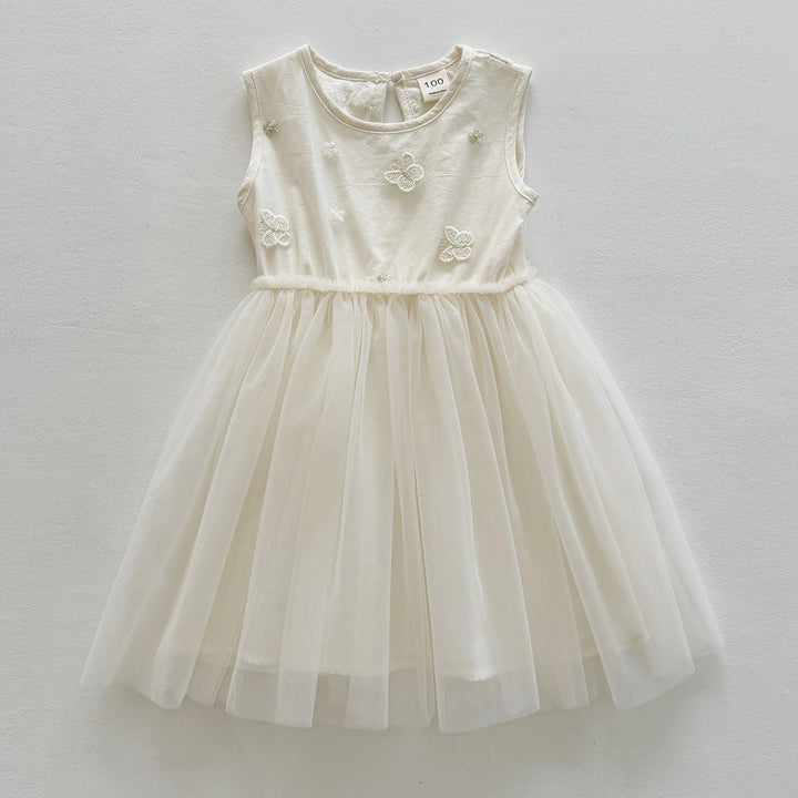 Pige Elegant Broderet Tyllkjole Stilla
