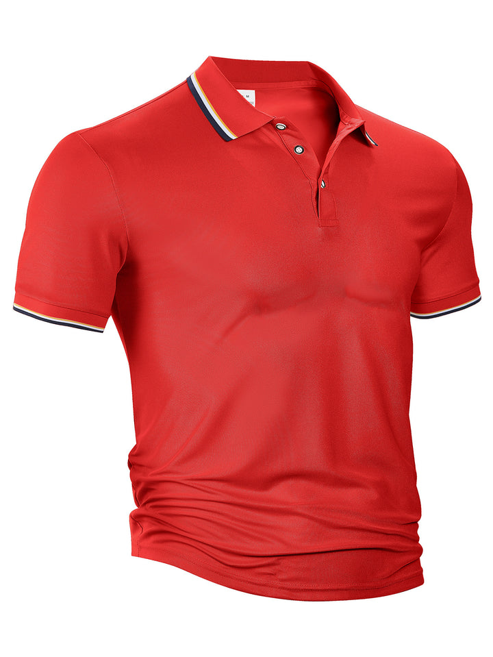 Herrer nan klassisk polo shirt lavet af piqué med kontraststriber ved kraven Skovae
