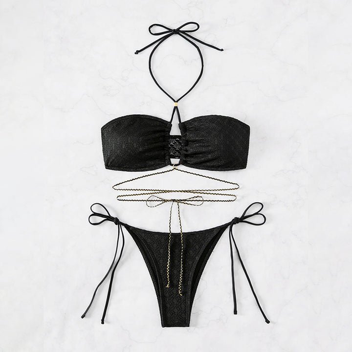 Dame Bandeau-Bikini med raffineret snøredesign Skovae