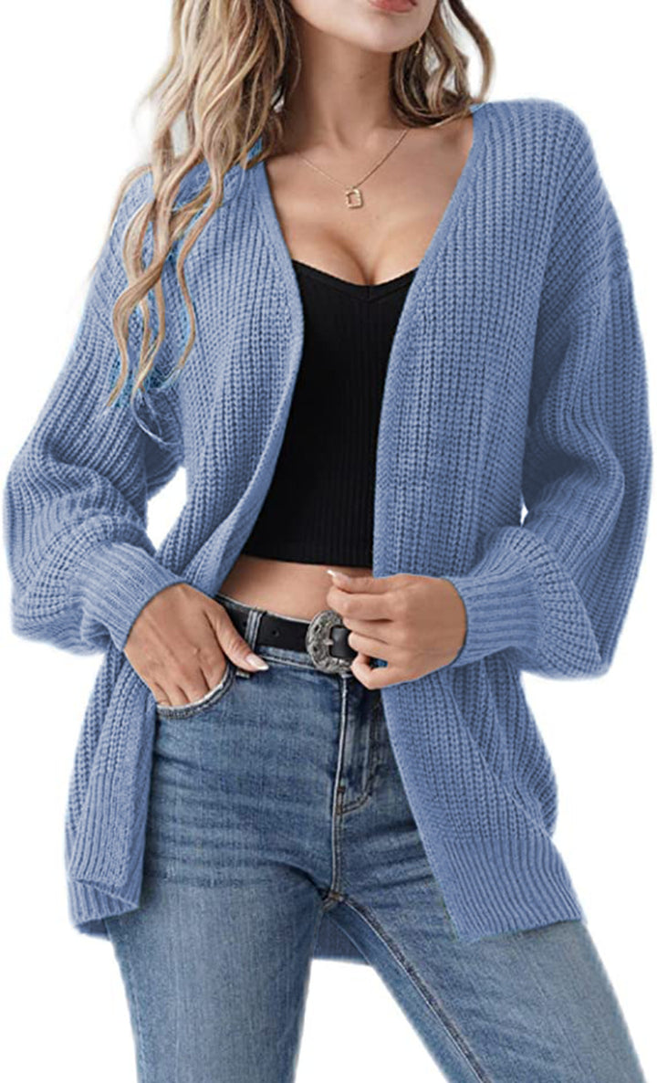Kvinders chunky strikket cardigan med en afslappet pasform og åbne stinger Stilla