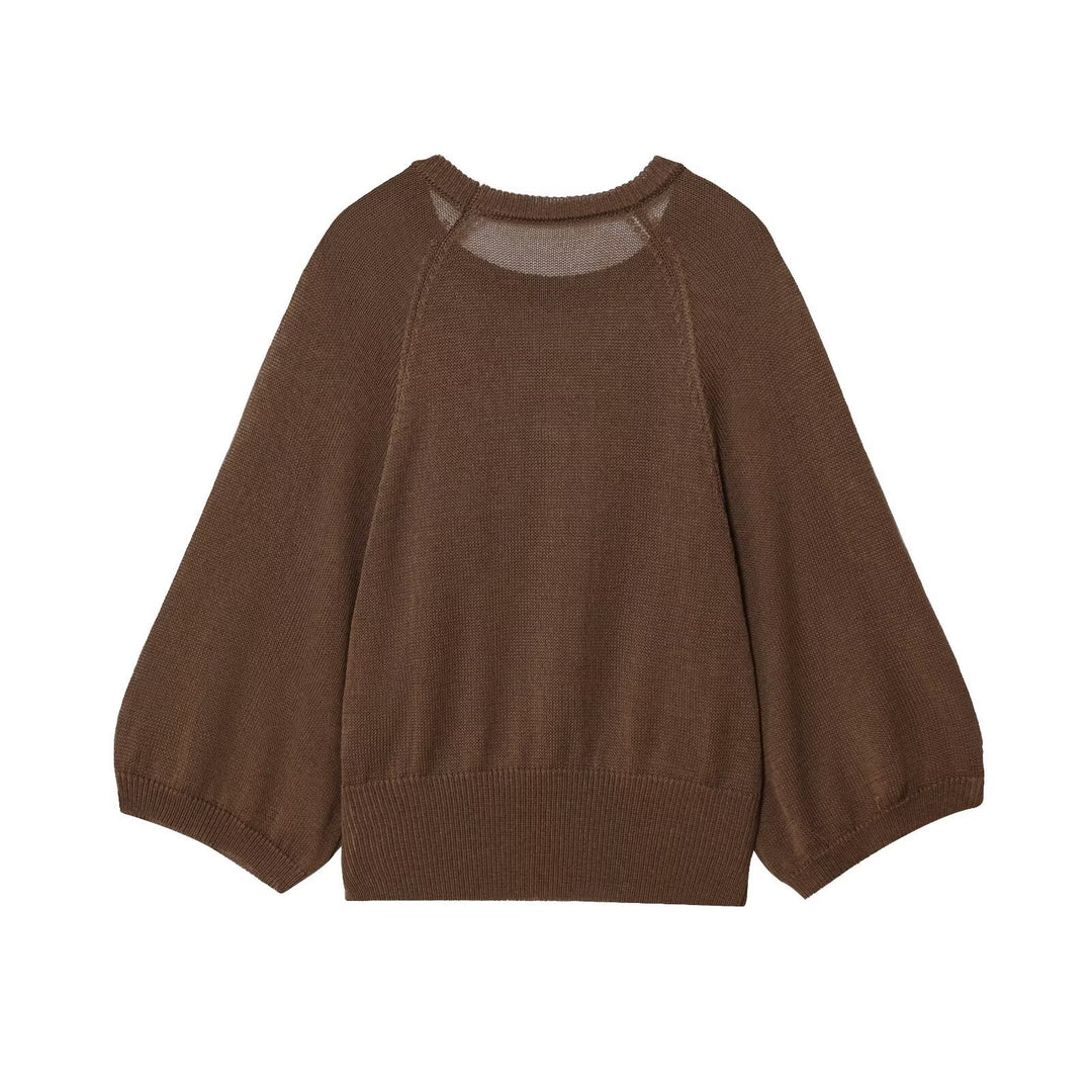 Dame afslappet sweater med overskårne ærmer og rund halsudskæring Stilla