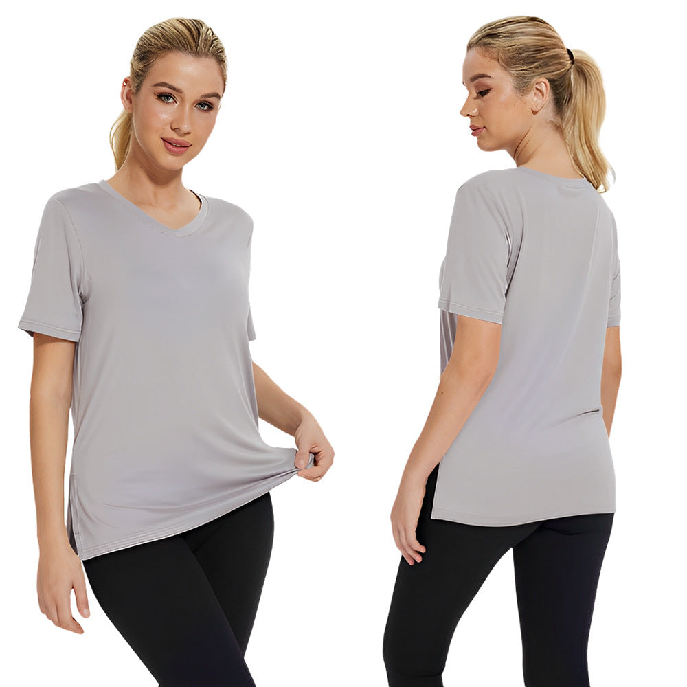 Dame Funktionelt V-Hals Sport T-shirt med åndbar teknologi Skovae
