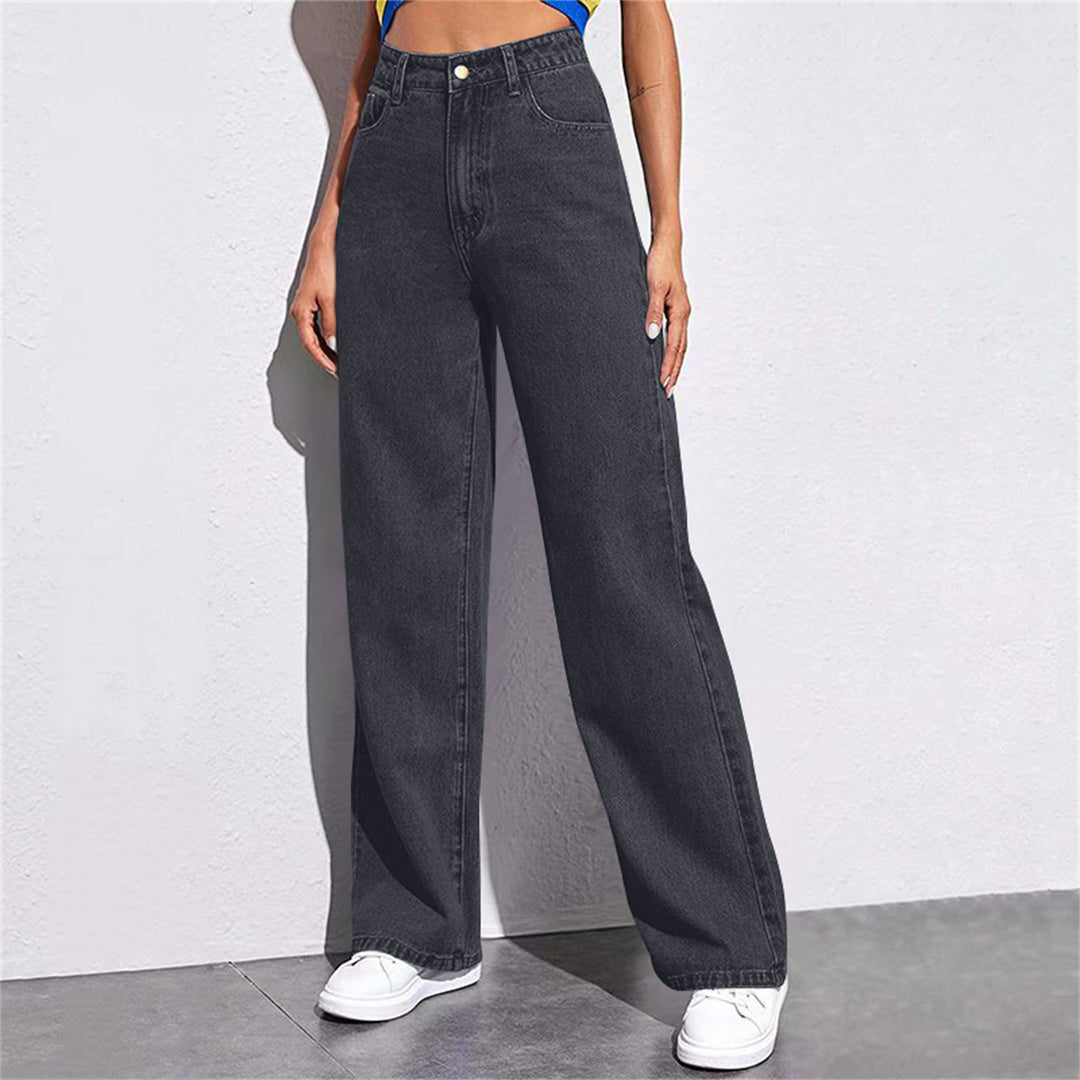 Dame Bred High-Waist Jeans i afslappet snit med elegante detaljer Skovae