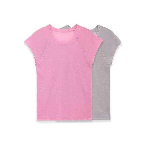 Dame kortærmet top med fin struktur og afslappet pasform Skovae