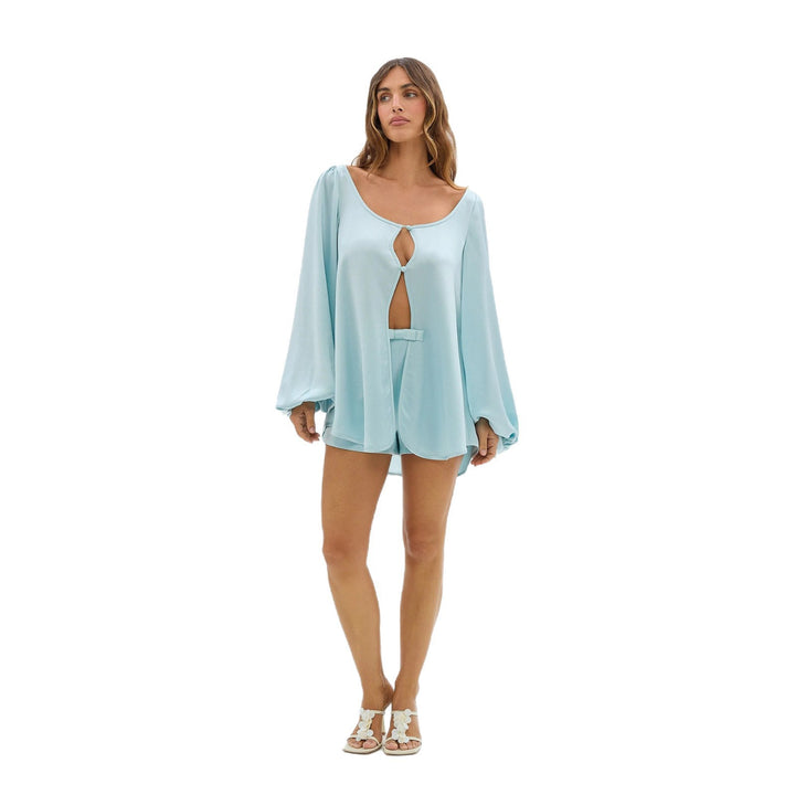 Dame Oversize Bluse med Cut-Out og korte Shorts Skovae