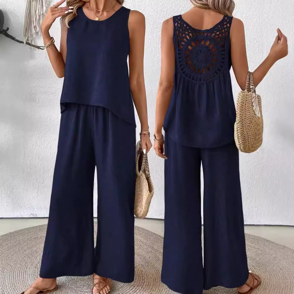 Dame luftig jumpsuit med bred ben og raffineret snit Stilla