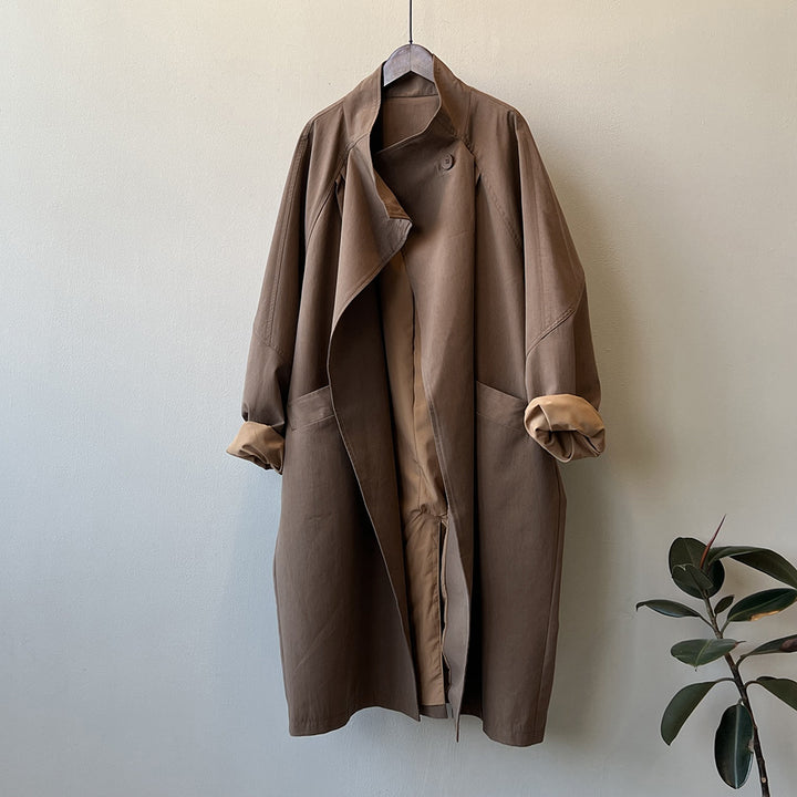 Damer casual oversized trenchcoat med forlænget snit og praktiske lommer Stilla