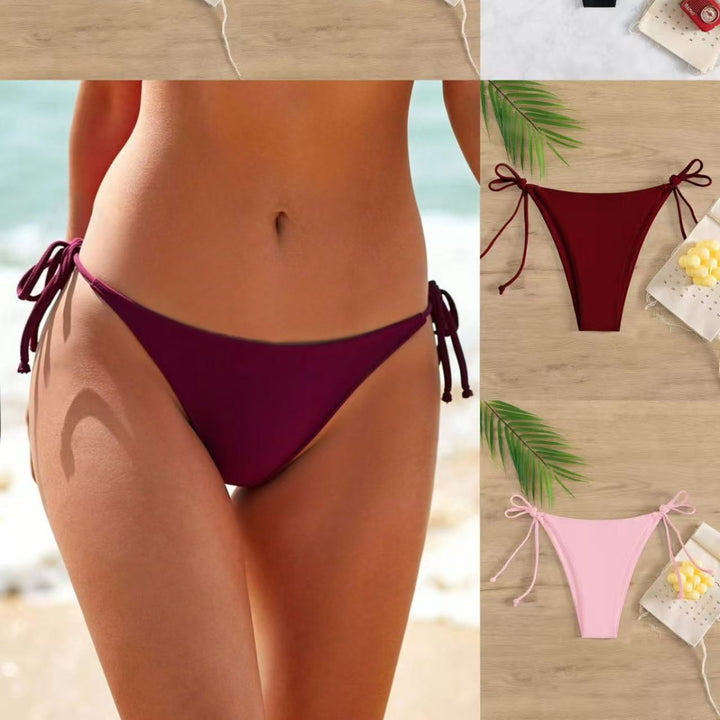 Dame bikini bund med justerbare sidestræk og høj udskæring Skovae