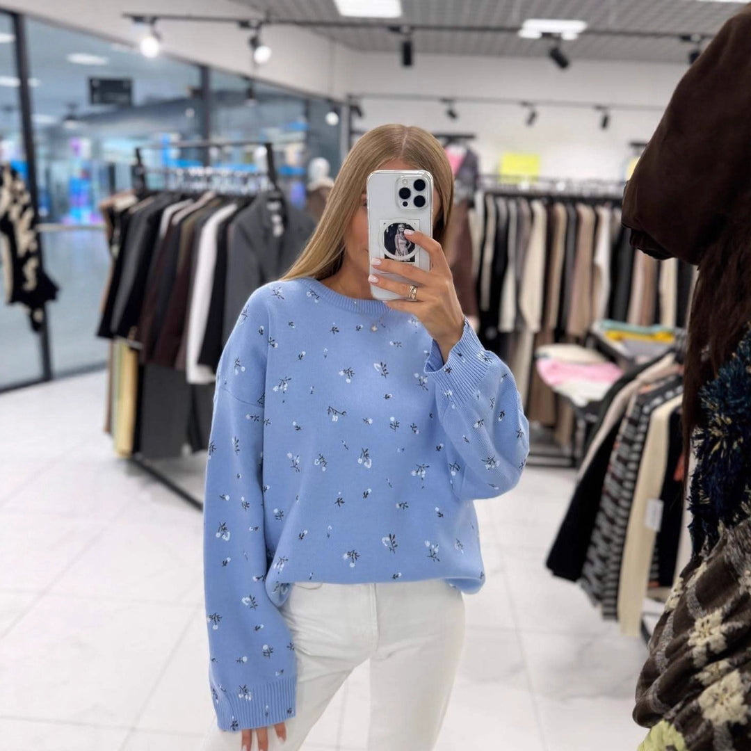 Kvinders afslappede sweater med blomstermønster Stilla