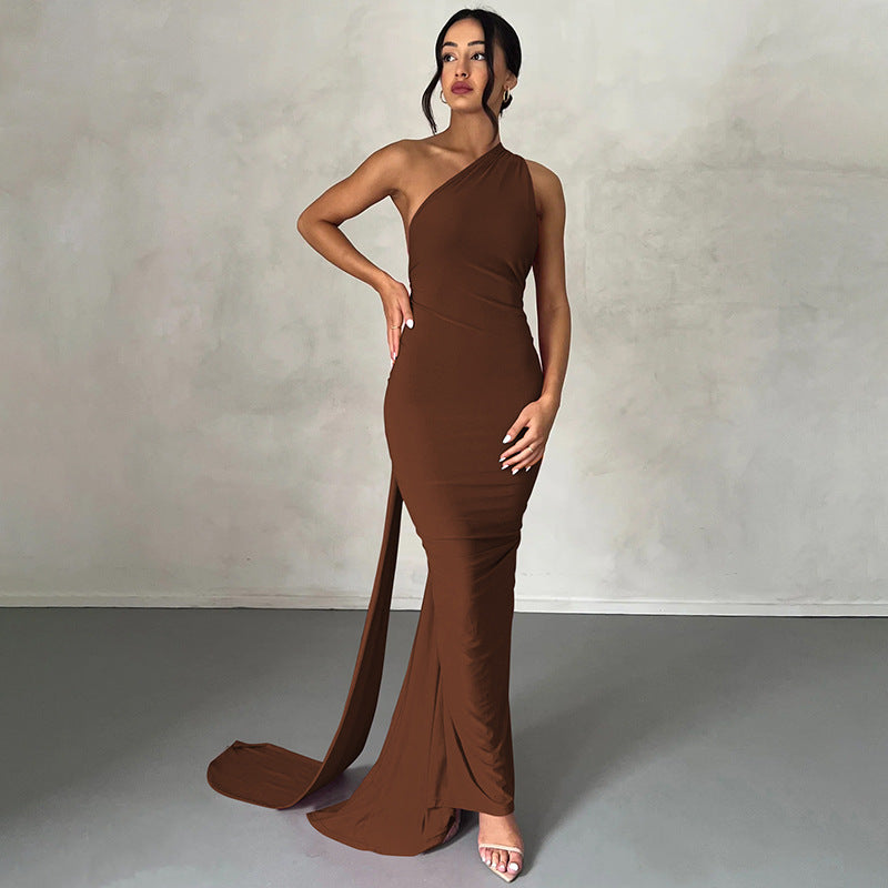 Damer Elegant One-Shoulder Aftenkjole Skovae
