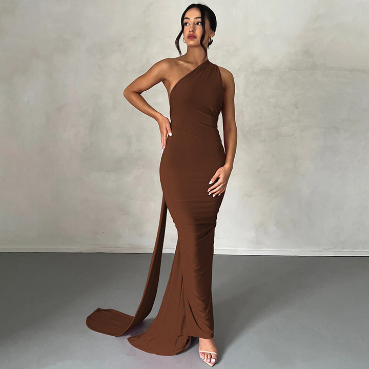 Damer Elegant One-Shoulder Aftenkjole Skovae