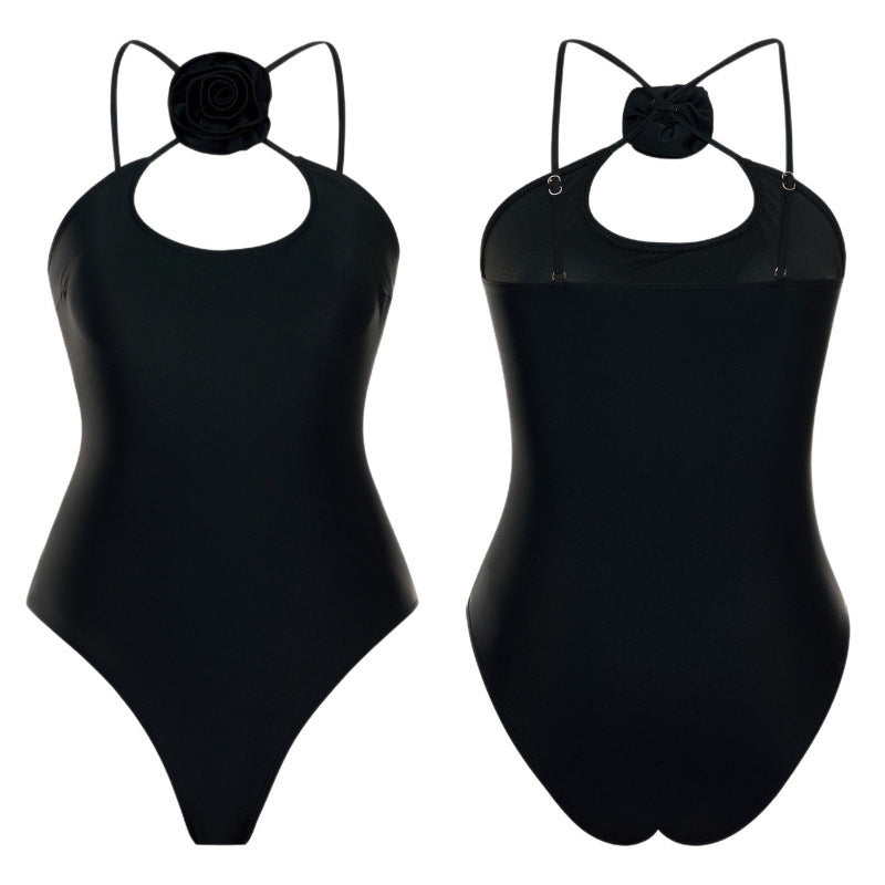 Dame one-piece badedragt med blomsterdekor og keyhole udskæring Skovae