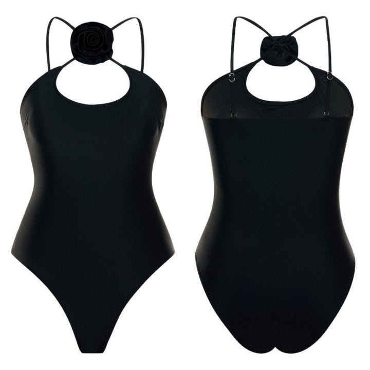 Dame one-piece badedragt med blomsterdekor og keyhole udskæring Skovae