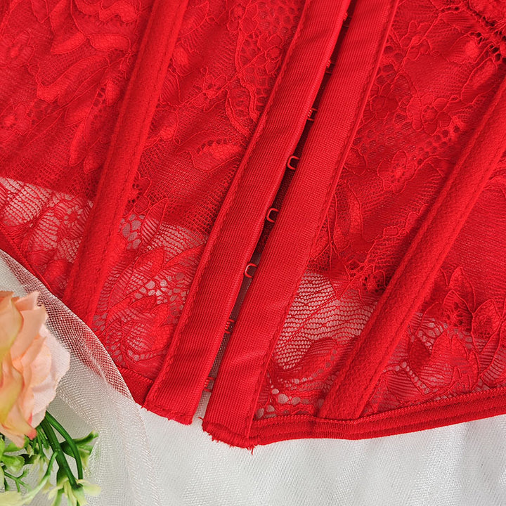 Dame spids-bustier med detaljeret mesh og elegant lynlås Stilla