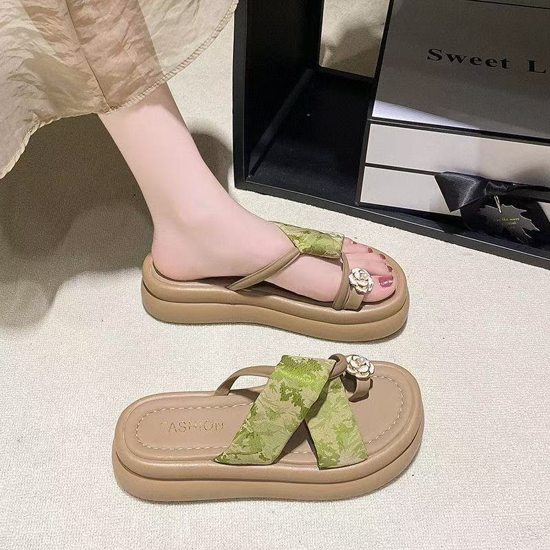 Damer mode tæer skiller sandaler med blomstermønster og skridsikker sål Stilla