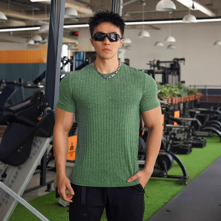 Herrer Sportligt Kompressionsoverdel med struktureret Design Stilla