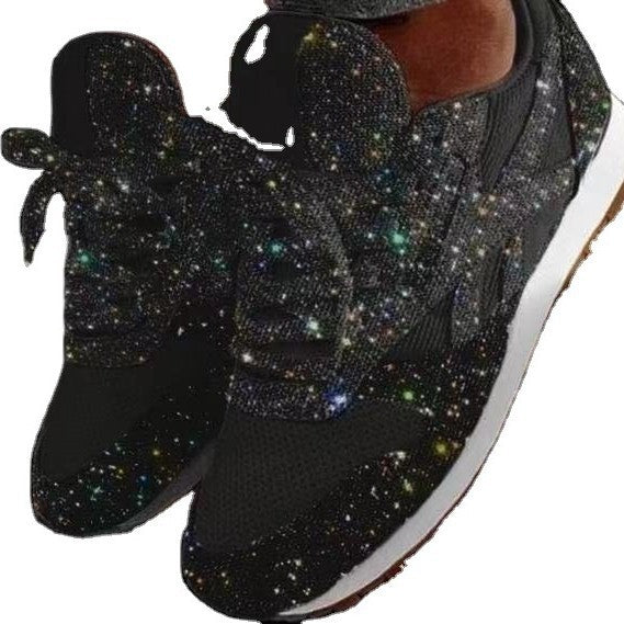 Dame nan glitrende sneakers med krystalbesat overflade, polstret komfortfodseng og skridsikker gummisål Skovae