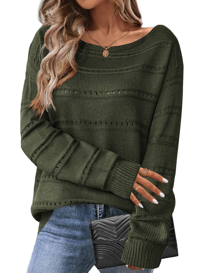 Kvinders strikkede sweater med luftig struktur og løstsiddende design Stilla