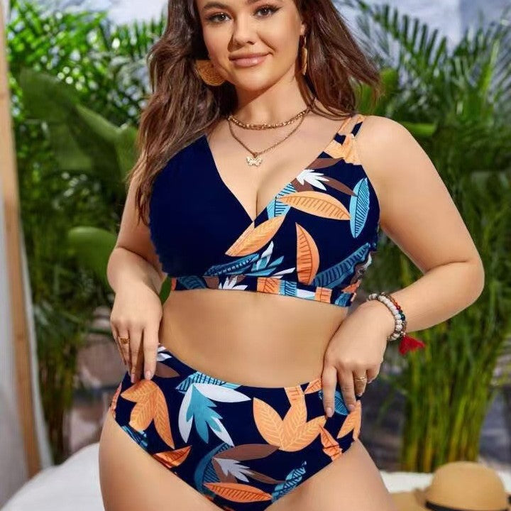 Dame bikini sæt med elegant V-design og høj talje cintur.