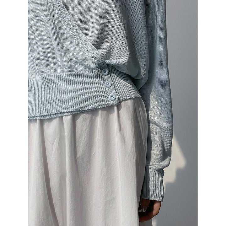 Dame afslappet vapped sweater med stilfulde knapper og moderne snit Stilla