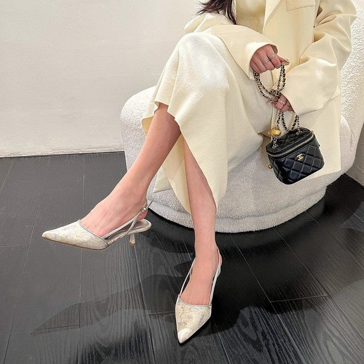 Dame Elegant Spids-tå Slingback-Pumps med smart detalje Stilla