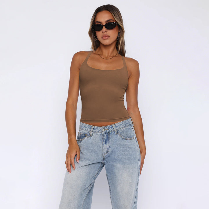 Dame tætsiddende Crop-Top med smalle stropper Stilla