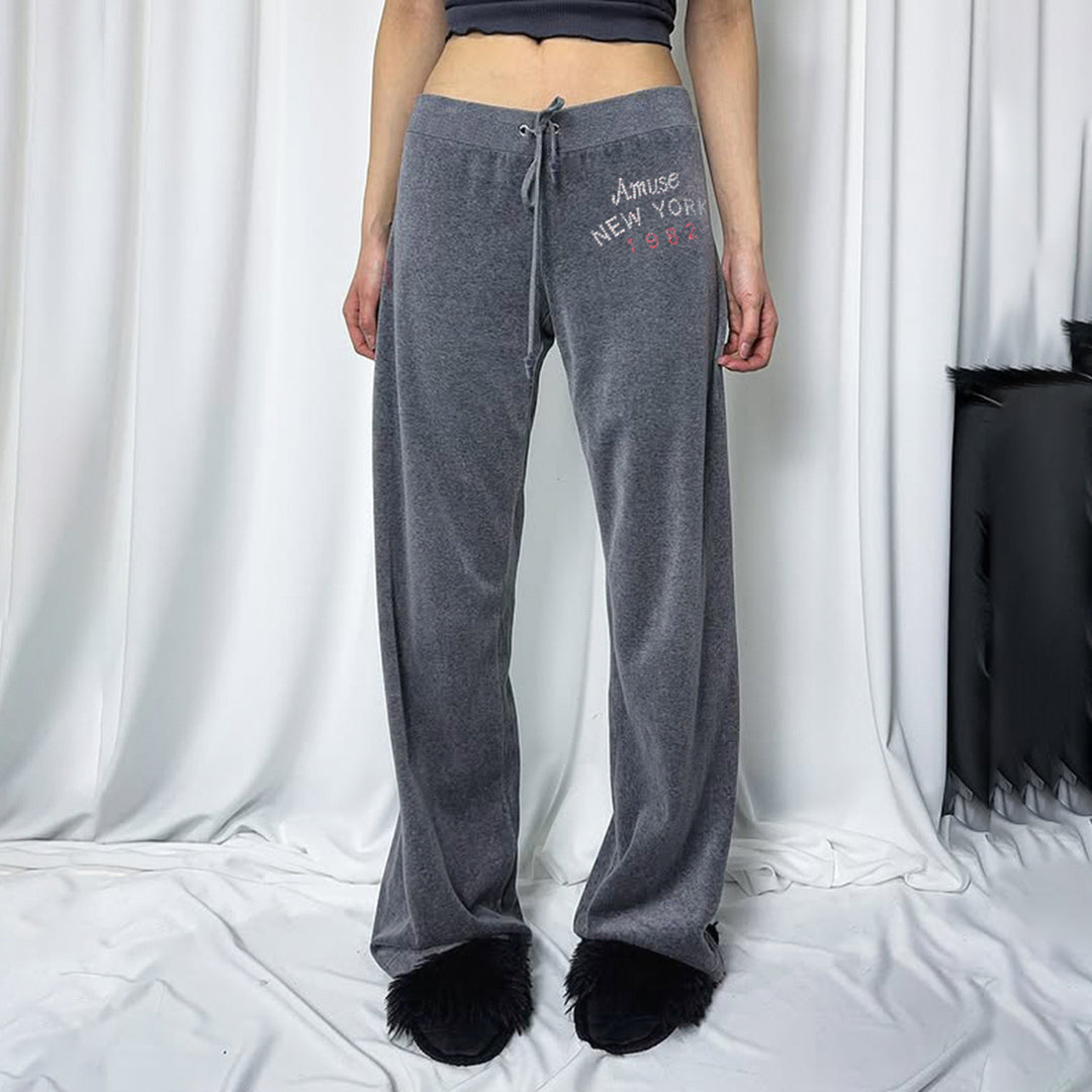 Damer Flared Sweatpants med justerbar talje og stilfuld tekst Skovae