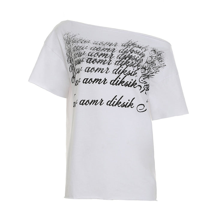 Dame T-shirt med fashionable V-udskæring og glitrende strass kors Skovae