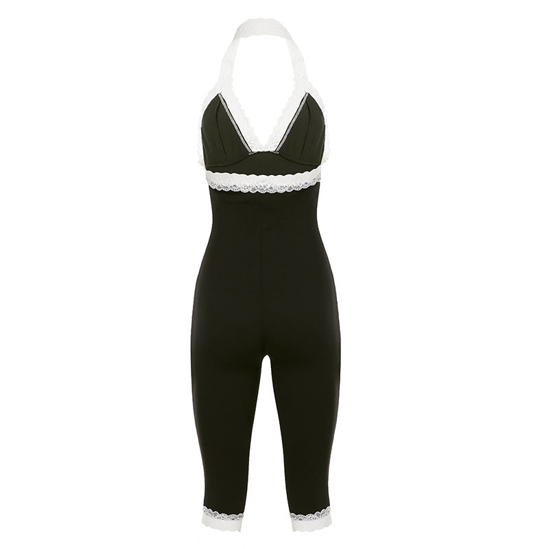 Dame jumpsuit med spids detaljer og figursyet snit Skovae