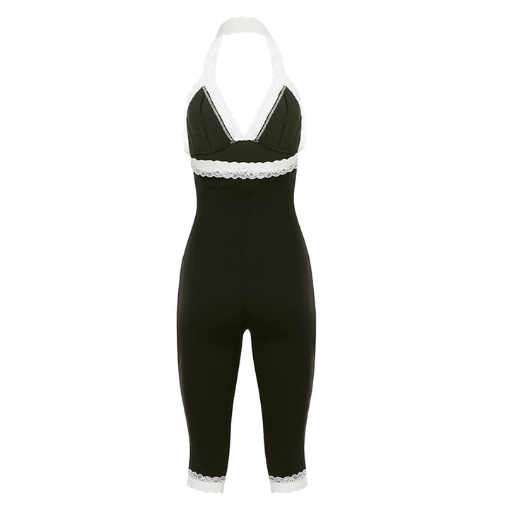 Dame jumpsuit med spids detaljer og figursyet snit Skovae