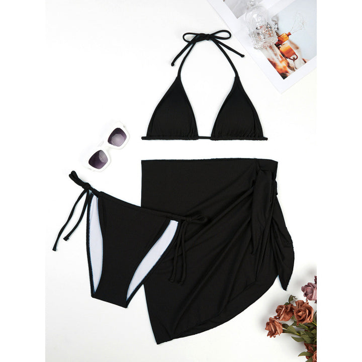 Dame triangel bikini sæt med elegant indpakningsskørter og justerbare stropper Skovae