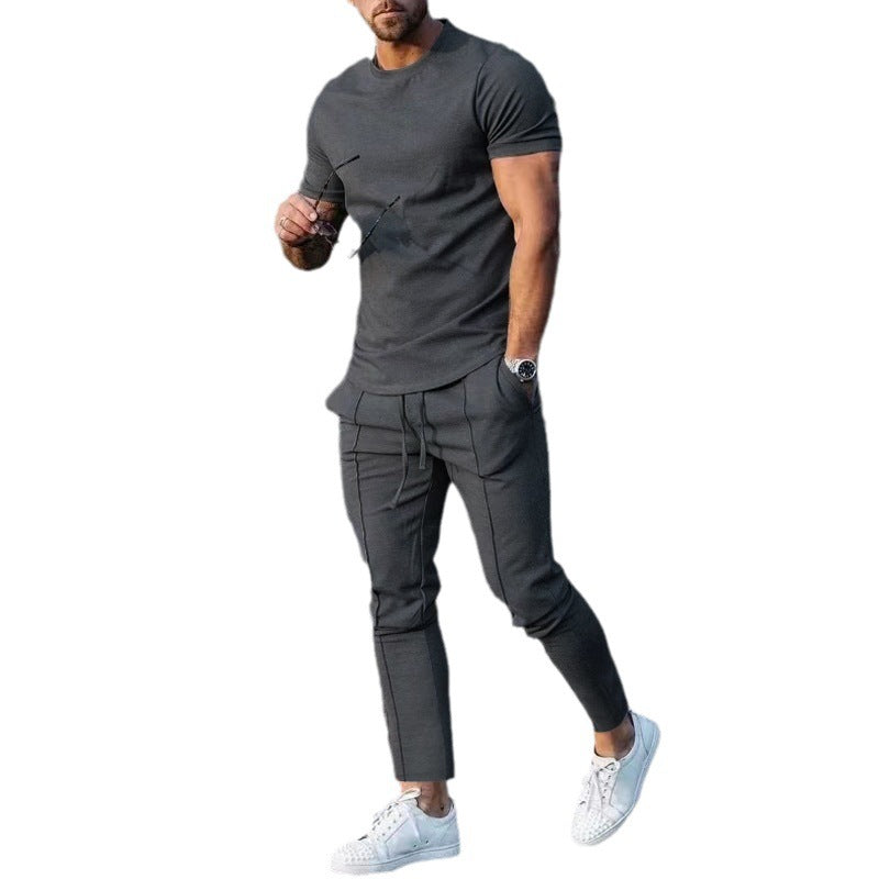 Herrer afslappet sport outfit med åndbart T-shirt og løs joggingbukser Stilla