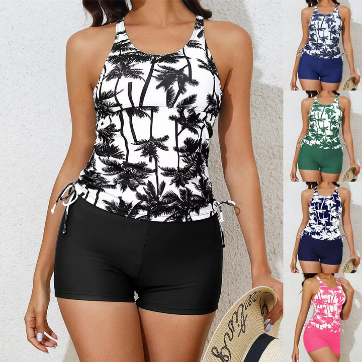 Dame Sporty Tankini-sæt med blomstermotiv og justerbare stropper Skovae